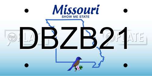 DBZB21 Missouri License Plate