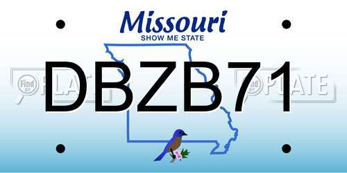 DBZB71 Missouri License Plate