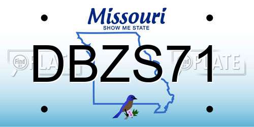 DBZS71 Missouri License Plate