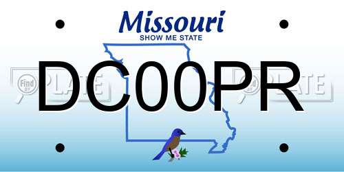 DC00PR Missouri License Plate