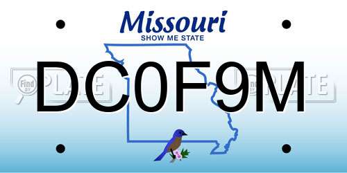DC0F9M Missouri License Plate