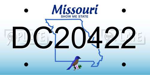 DC20422 Missouri License Plate