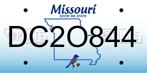 DC2O844 Missouri License Plate
