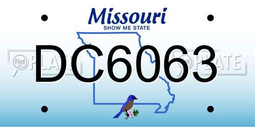 DC6063 Missouri License Plate