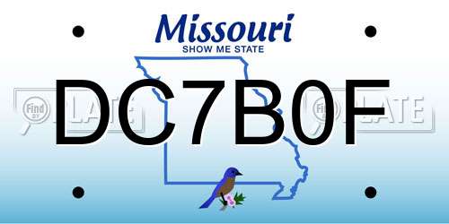 DC7B0F Missouri License Plate
