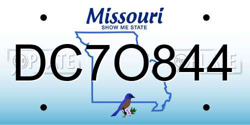 DC7O844 Missouri License Plate