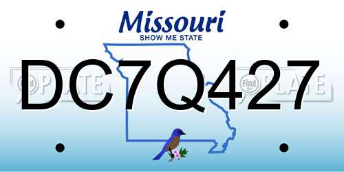 DC7Q427 Missouri License Plate