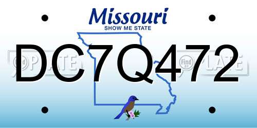 DC7Q472 Missouri License Plate