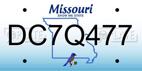 DC7Q477 Missouri License Plate