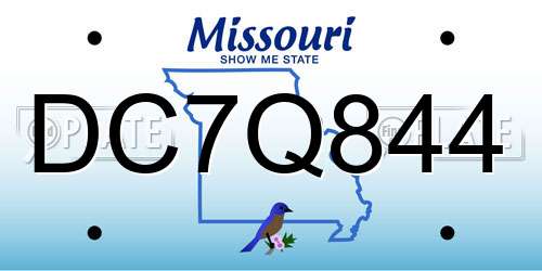 DC7Q844 Missouri License Plate