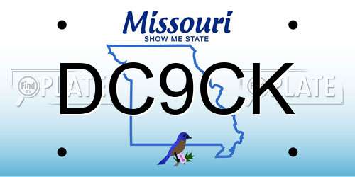 DC9CK Missouri License Plate
