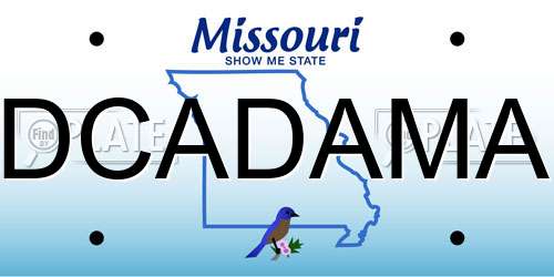 DCADAMA Missouri License Plate