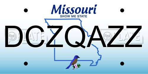 DCZQAZZ Missouri License Plate