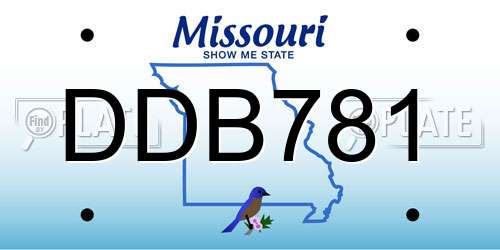 DDB781 Missouri License Plate