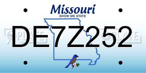 DE7Z252 Missouri License Plate