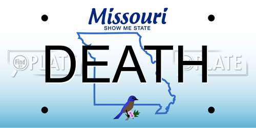 DEATH Missouri License Plate