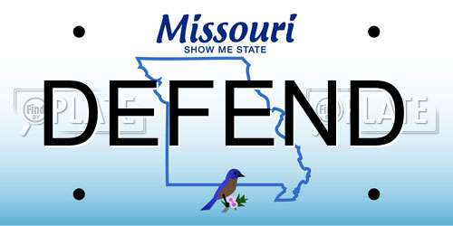 DEFEND Missouri License Plate