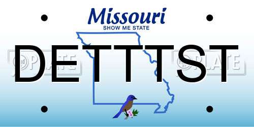 DETTTST Missouri License Plate