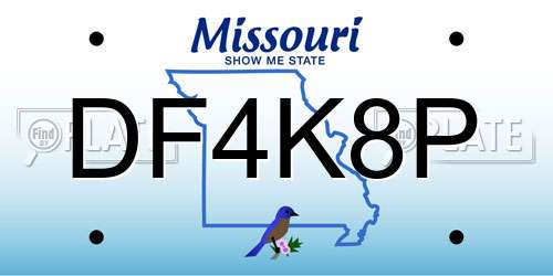 DF4K8P Missouri License Plate