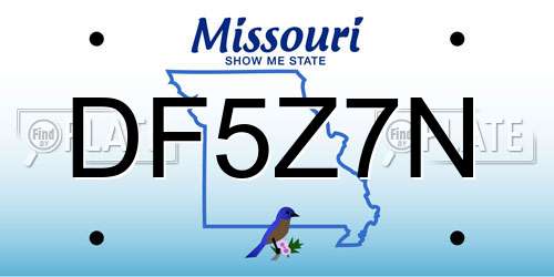 DF5Z7N Missouri License Plate