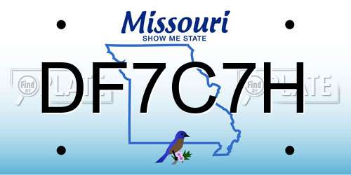 DF7C7H Missouri License Plate
