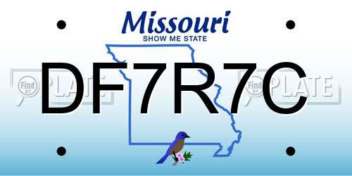 DF7R7C Missouri License Plate