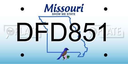 DFD851 Missouri License Plate