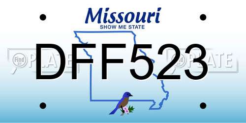 DFF523 Missouri License Plate