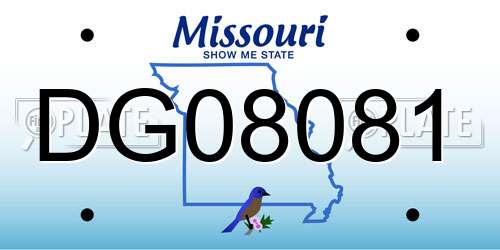 DG08081 Missouri License Plate