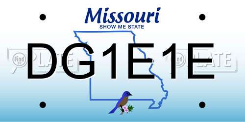 DG1E1E Missouri License Plate