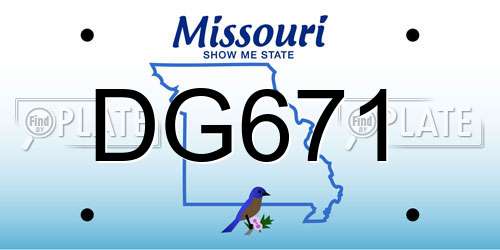 DG671 Missouri License Plate