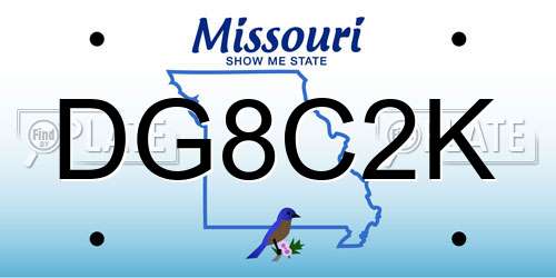DG8C2K Missouri License Plate