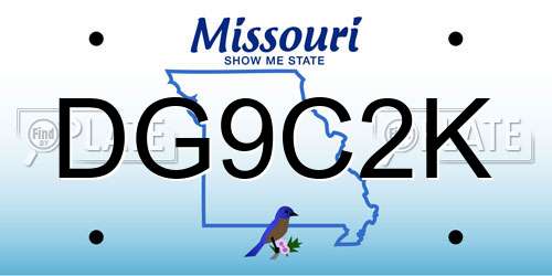 DG9C2K Missouri License Plate