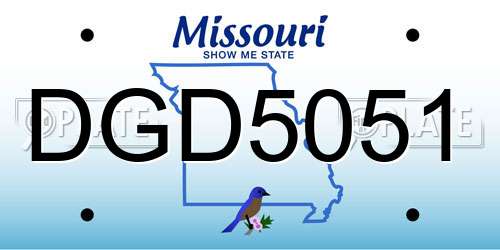 DGD5051 Missouri License Plate