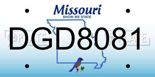 DGD8081 Missouri License Plate