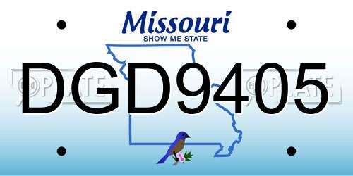 DGD9405 Missouri License Plate