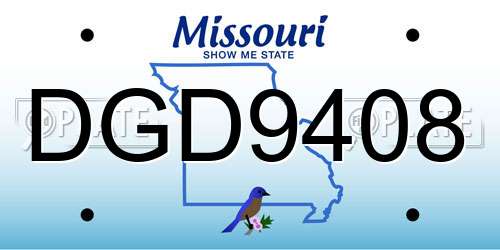 DGD9408 Missouri License Plate