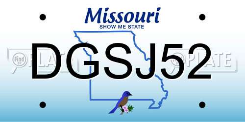 DGSJ52 Missouri License Plate