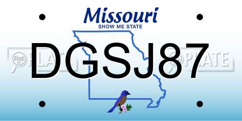 DGSJ87 Missouri License Plate