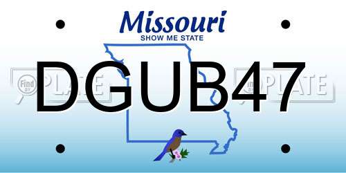 DGUB47 Missouri License Plate