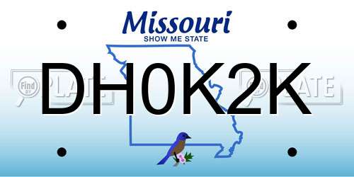 DH0K2K Missouri License Plate