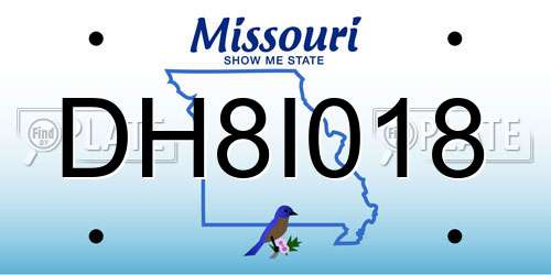DH8I018 Missouri License Plate