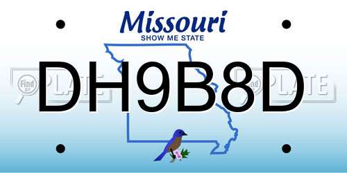 DH9B8D Missouri License Plate