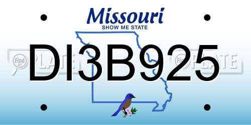 DI3B925 Missouri License Plate