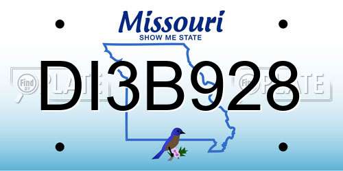 DI3B928 Missouri License Plate