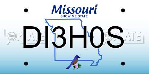 DI3H0S Missouri License Plate