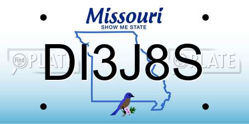 DI3J8S Missouri License Plate