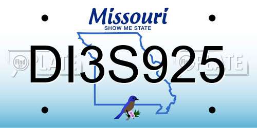 DI3S925 Missouri License Plate