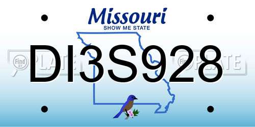 DI3S928 Missouri License Plate