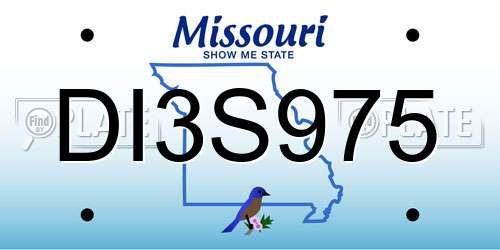 DI3S975 Missouri License Plate